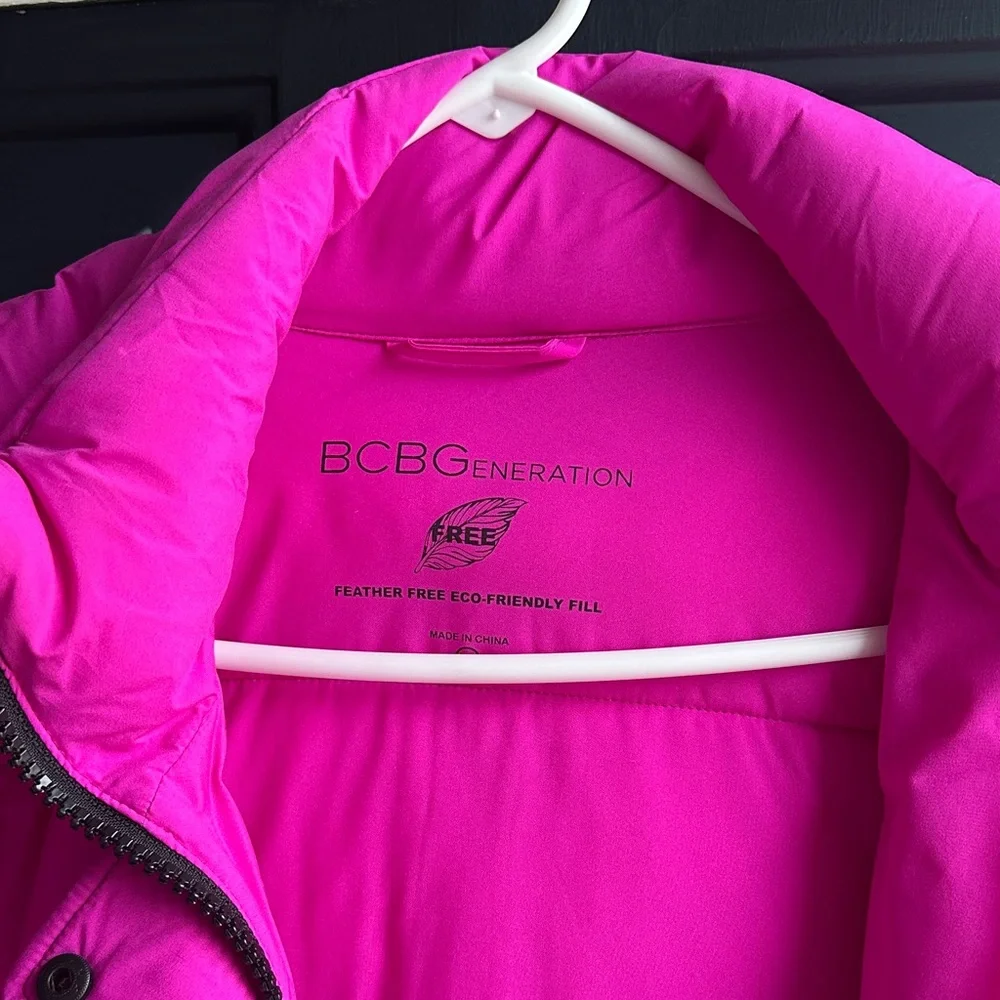 BCBG Bold Pink Long Puffer Coat - Picture 5 of 6